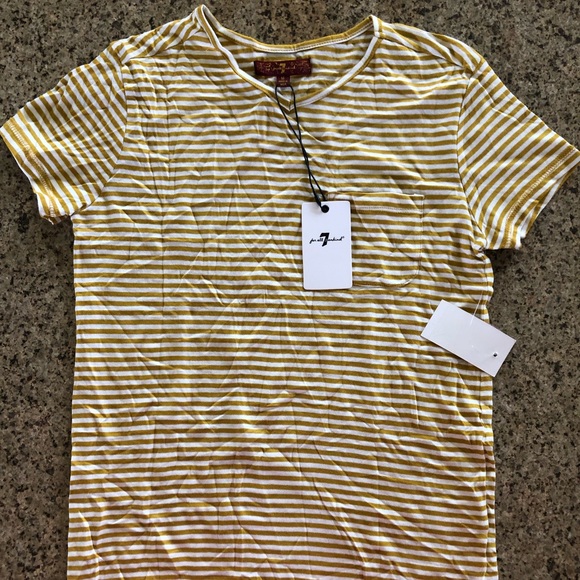 7 for All Mankind- Mystic yellow striped shirt - Picture 1 of 2